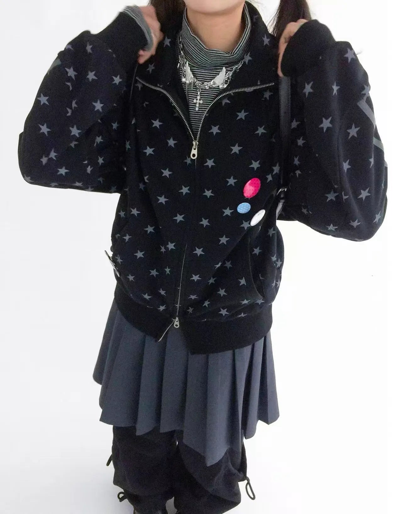 Fragment Star High Neck Relaxed Sweatshirt   OL2072