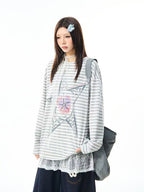 Vintage Star Stripe Relaxed Long Sleeve Tee   oliviroa オリヴィオラ