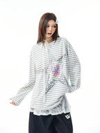 Vintage Star Stripe Relaxed Long Sleeve Tee   OL2073