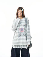 Vintage Star Stripe Relaxed Long Sleeve Tee   oliviroa オリヴィオラ