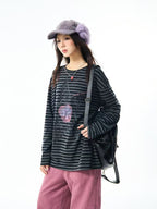 Vintage Star Stripe Relaxed Long Sleeve Tee   OL2073