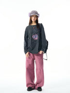 Vintage Star Stripe Relaxed Long Sleeve Tee   OL2073