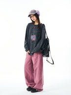 Vintage Star Stripe Relaxed Long Sleeve Tee   OL2073