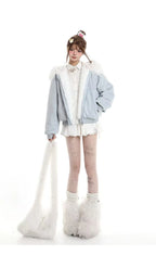 Star Faux Fur Hooded Padded Jacket   OL2074