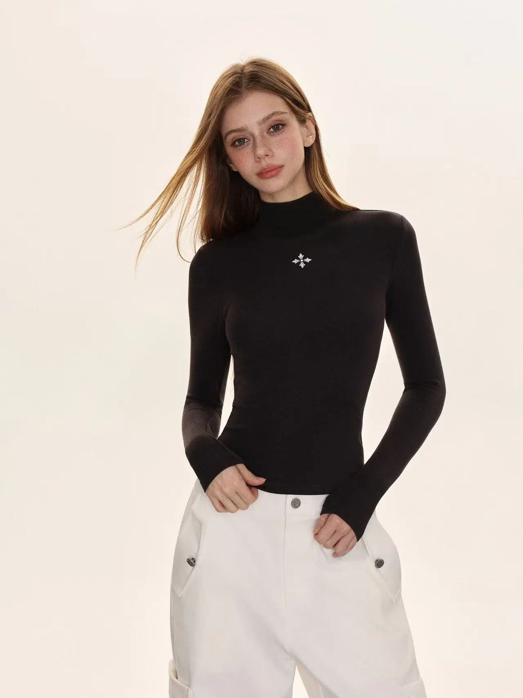 Printed Slim Fit Crewneck Long Sleeve Top   OL2075