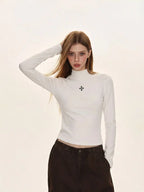 Printed Slim Fit Crewneck Long Sleeve Top   OL2075