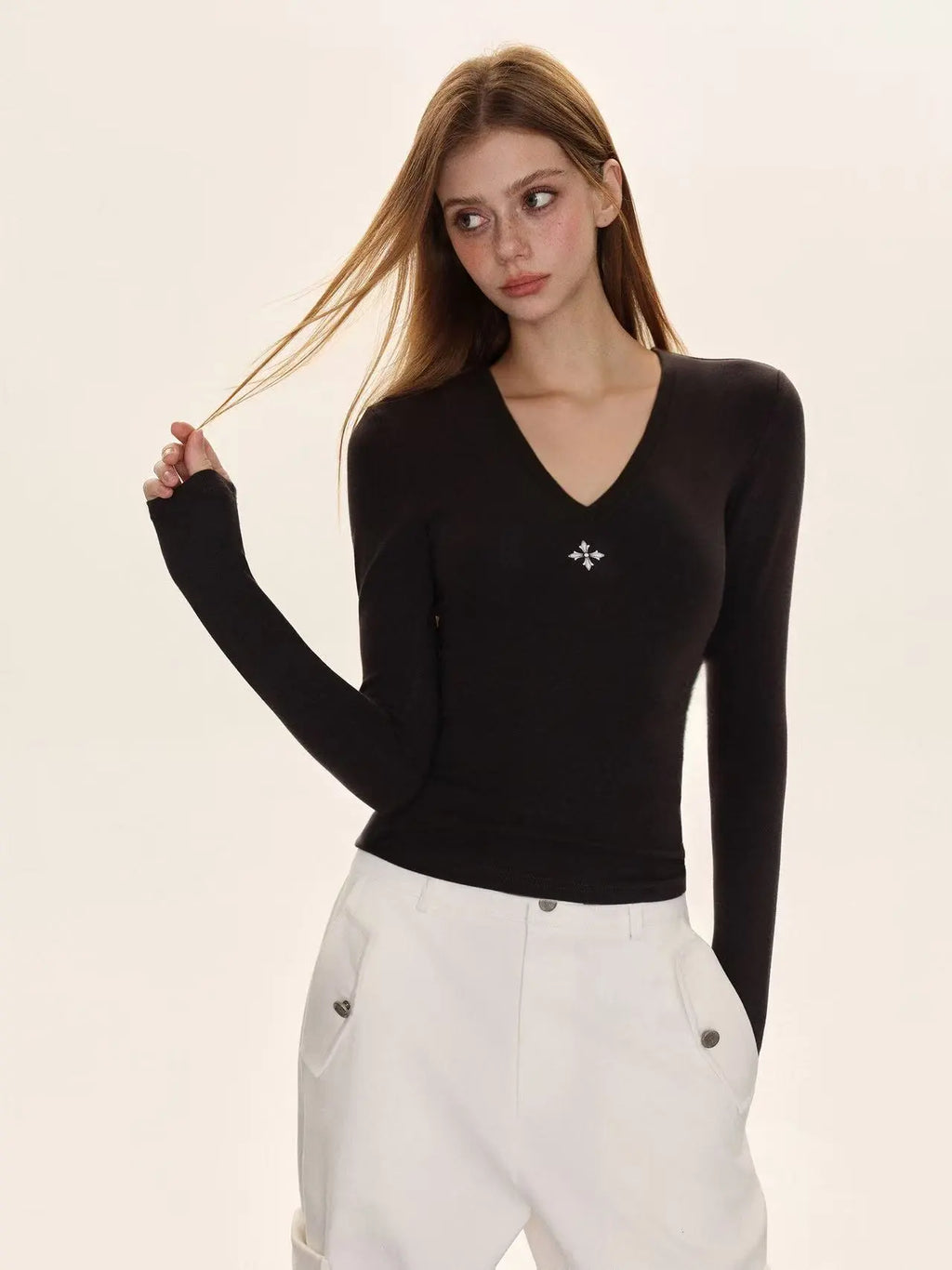 Printed Slim Fit Crewneck Long Sleeve Top   OL2075