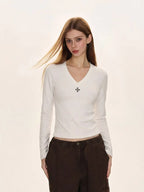 Printed Slim Fit Crewneck Long Sleeve Top   OL2075