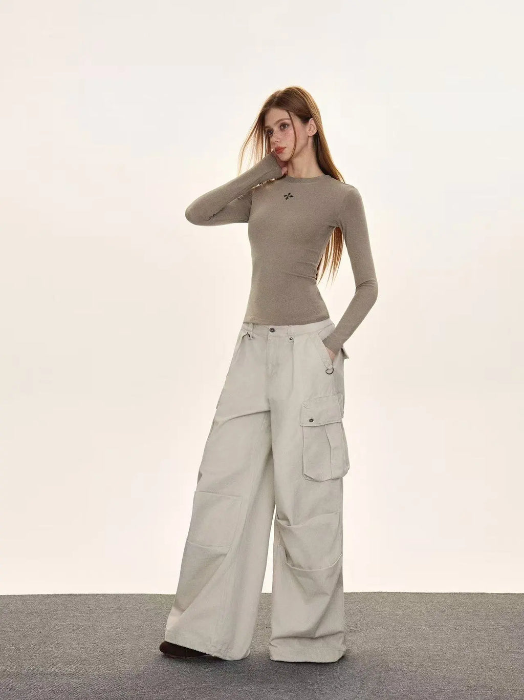 Printed Slim Fit Crewneck Long Sleeve Top   OL2075