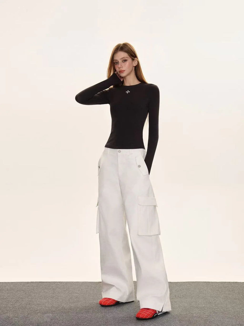 Printed Slim Fit Crewneck Long Sleeve Top   OL2075