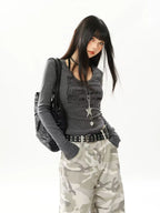 Vintage Slim Fit Long Sleeve T Shirt   OL2076