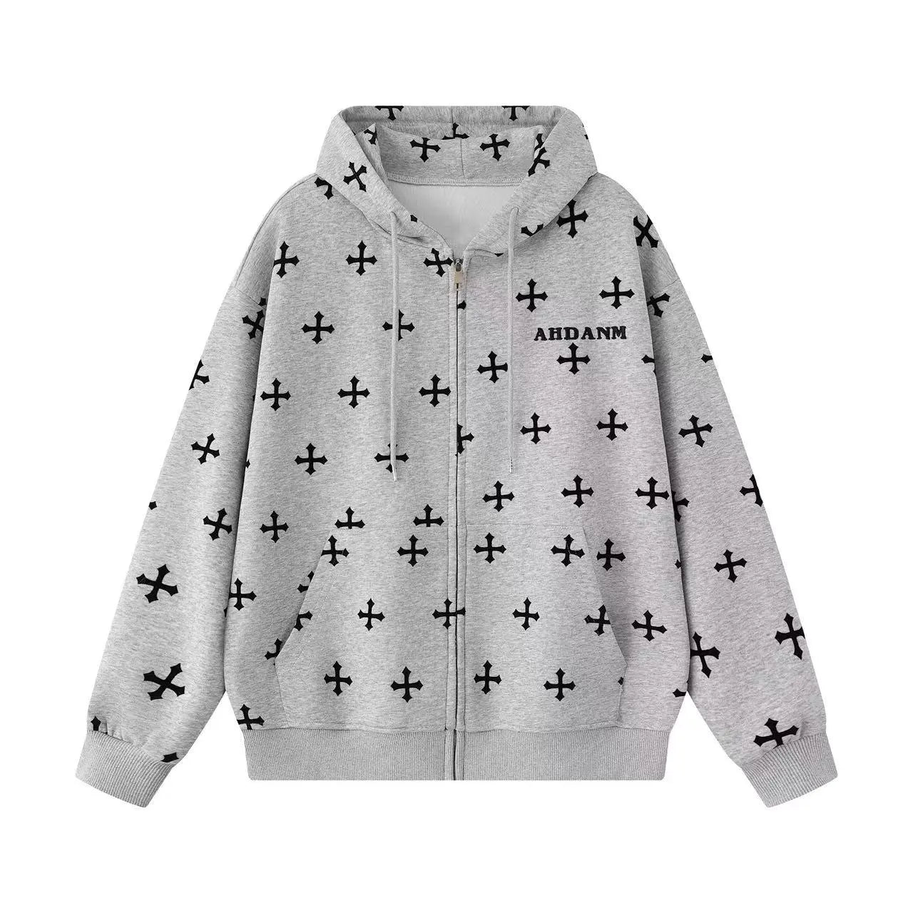 Vintage Cross Print Oversized Hoodie   OL2077