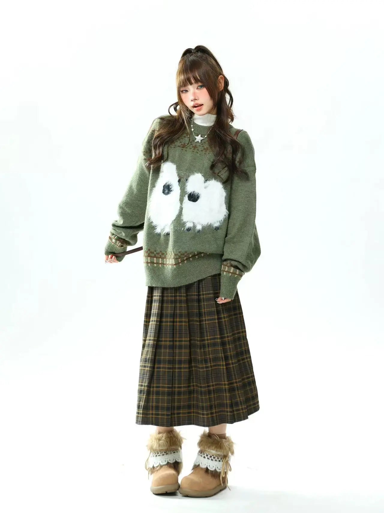 Sheep Jacquard Oversized Sweater   OL2079