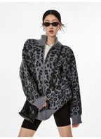 Vintage Leopard Jacquard Relaxed Cardigan   oliviroa オリヴィオラ