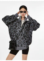 Vintage Leopard Jacquard Relaxed Cardigan   OL2080