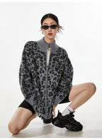 Vintage Leopard Jacquard Relaxed Cardigan   OL2080