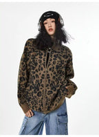 Vintage Leopard Jacquard Relaxed Cardigan   OL2080