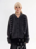 Bunny Ear Hooded Relaxed Cardigan   oliviroa オリヴィオラ