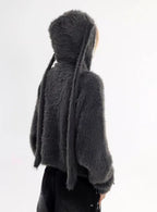 Bunny Ear Hooded Relaxed Cardigan   OL2081
