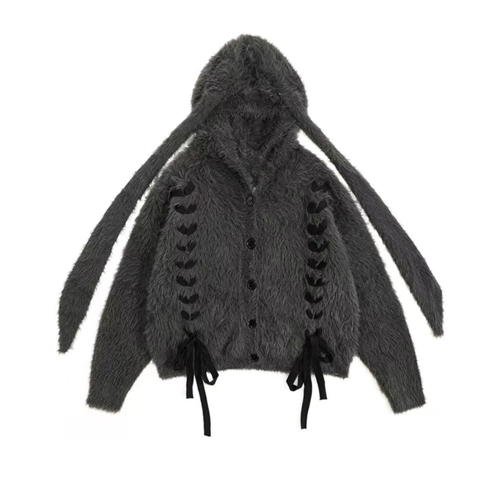 Bunny Ear Hooded Relaxed Cardigan   OL2081