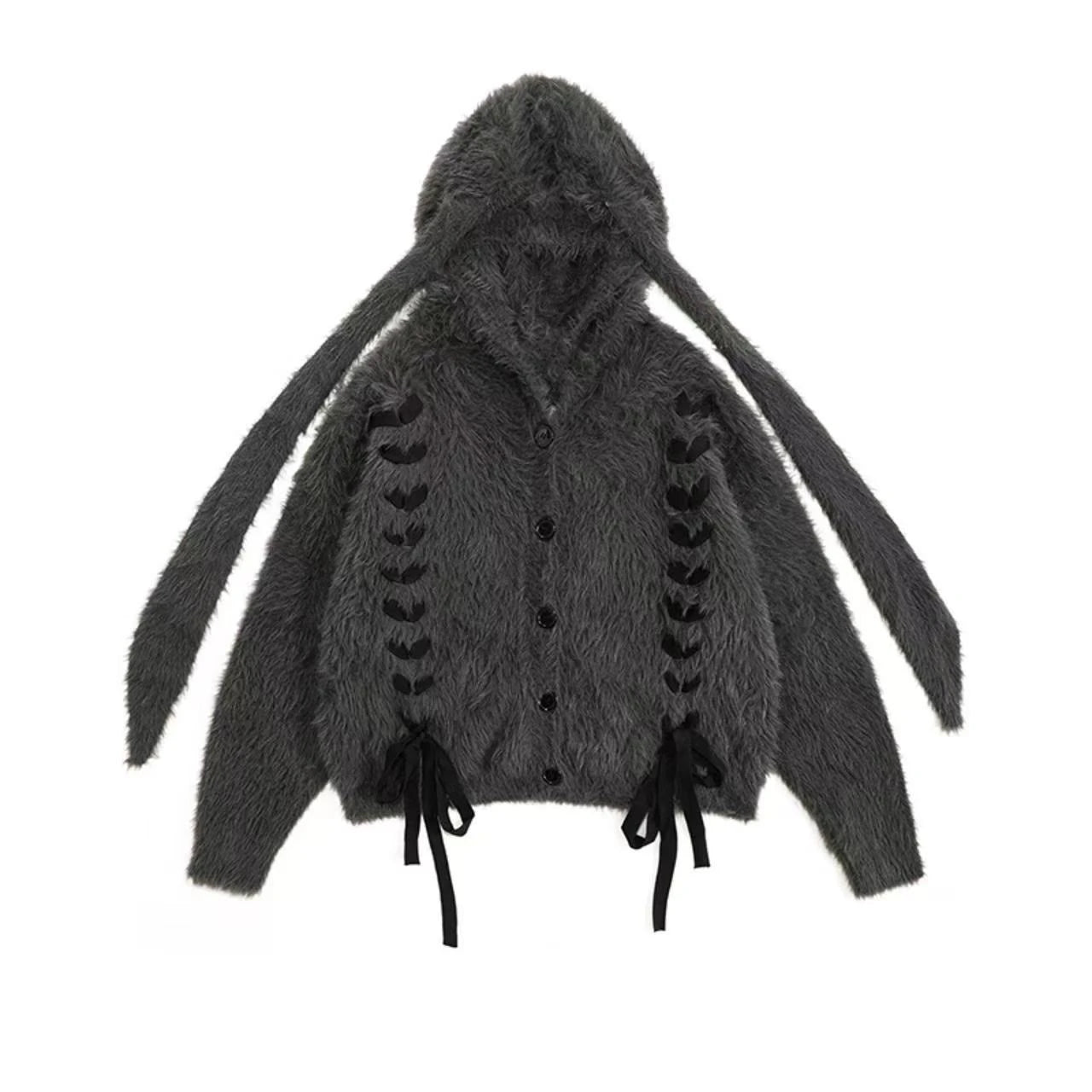 Bunny Ear Hooded Relaxed Cardigan   OL2081