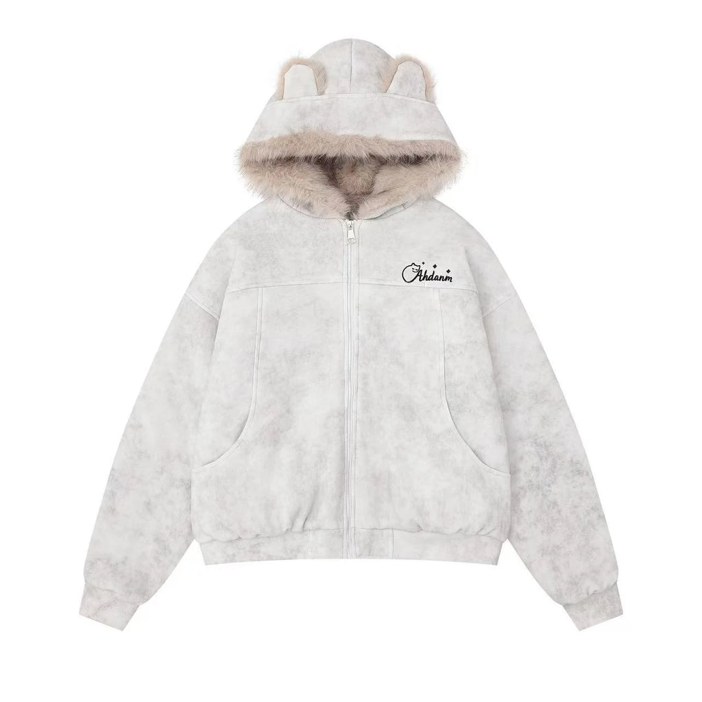 Bear Ear Faux Fur Collar Padded Jacket   OL2082