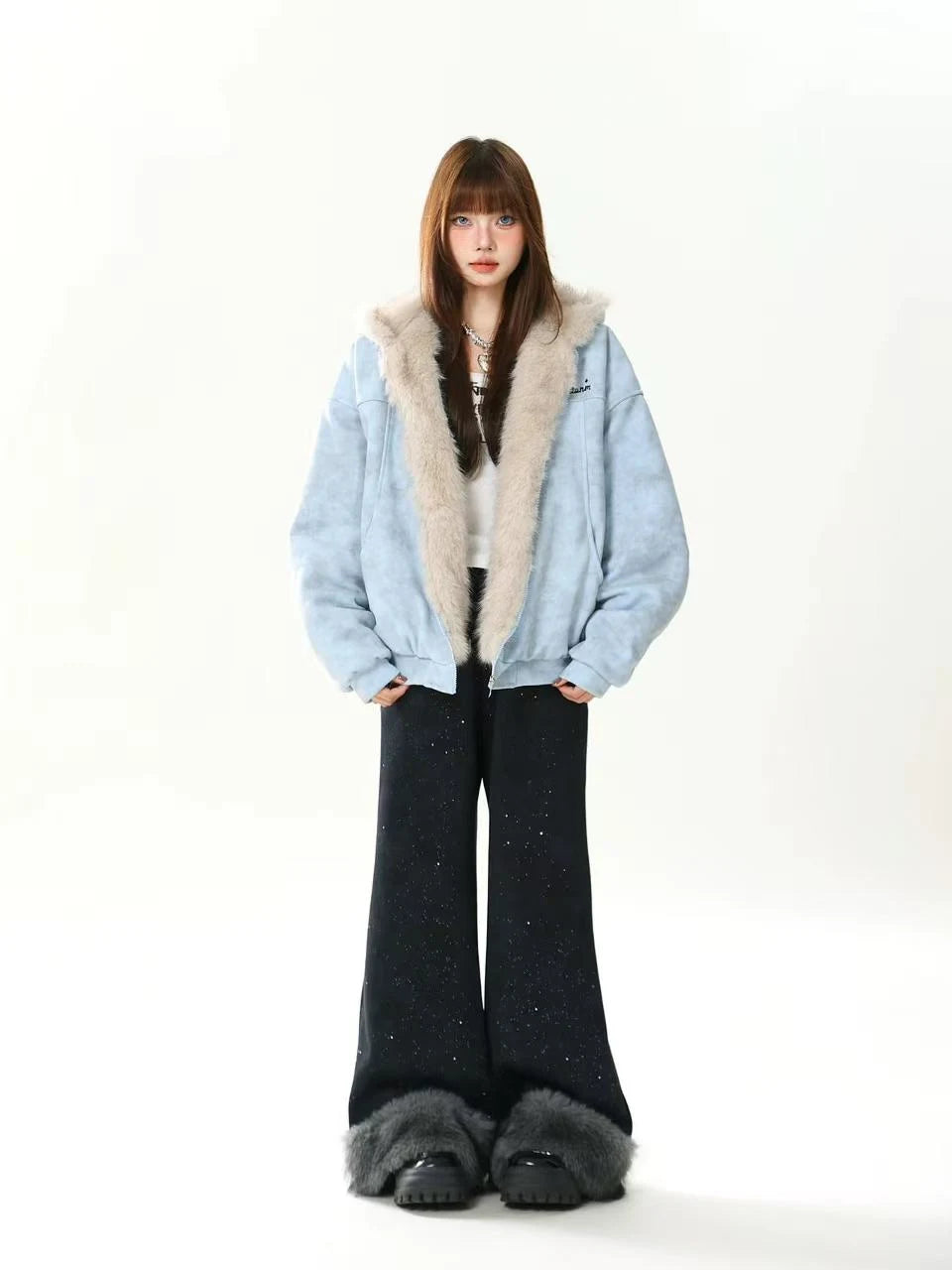 Bear Ear Faux Fur Collar Padded Jacket   OL2082