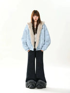 Bear Ear Faux Fur Collar Padded Jacket   OL2082