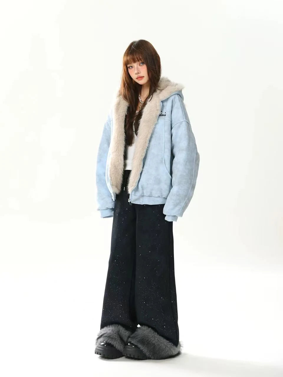 Bear Ear Faux Fur Collar Padded Jacket   OL2082