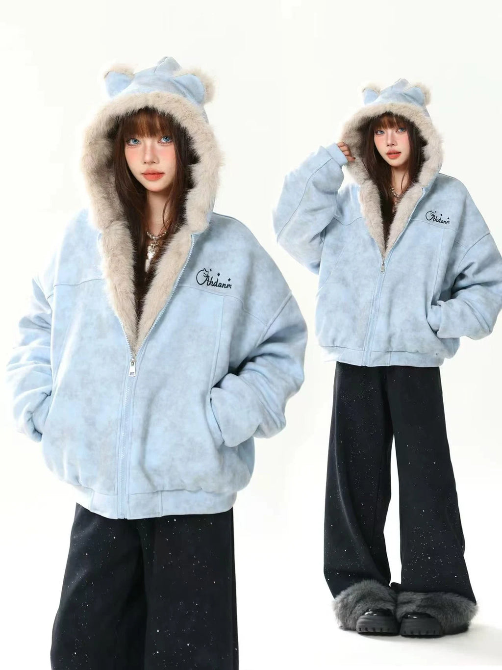 Bear Ear Faux Fur Collar Padded Jacket   OL2082