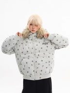 Cross Print Faux Fur Hooded Padded Jacket   OL2084