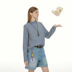 Slim Fit Striped High Neck Long Sleeve Top   OL2085