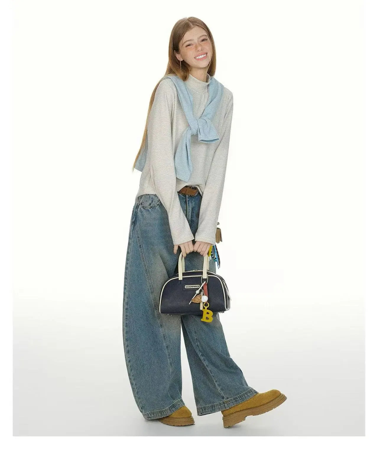 Slim Fit Striped High Neck Long Sleeve Top   OL2085