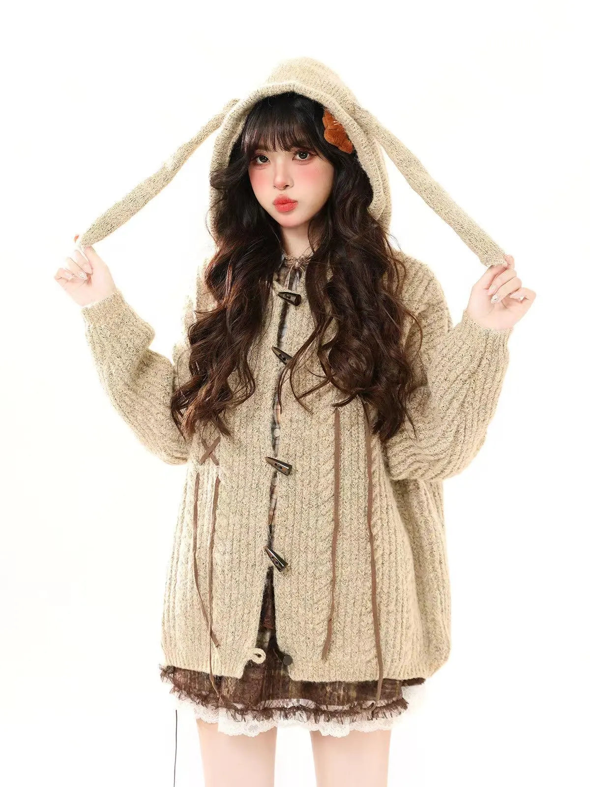 Vintage Toggle Button Relaxed Knit Cardigan   oliviroa オリヴィオラ