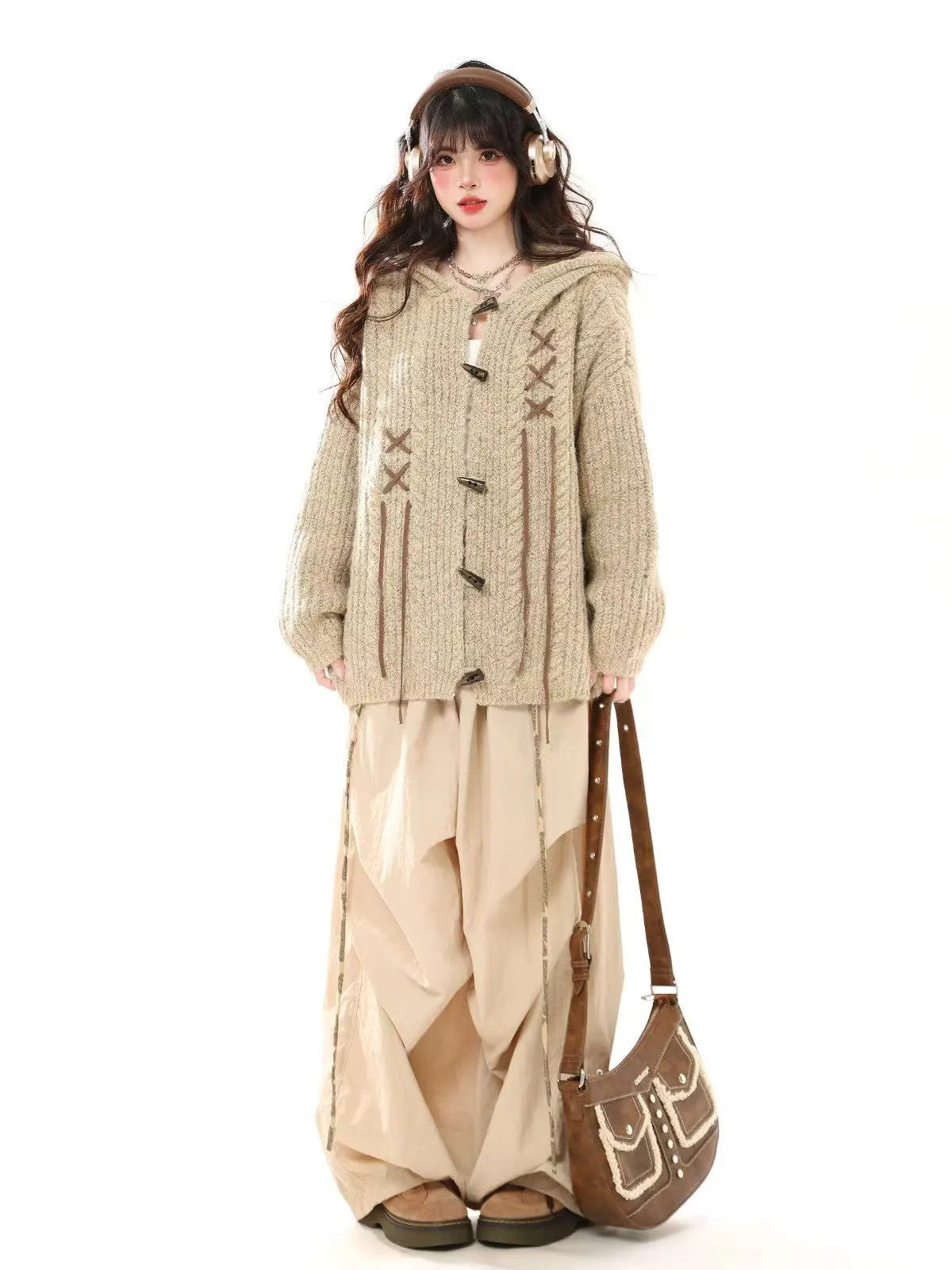 Vintage Toggle Button Relaxed Knit Cardigan   OL2088