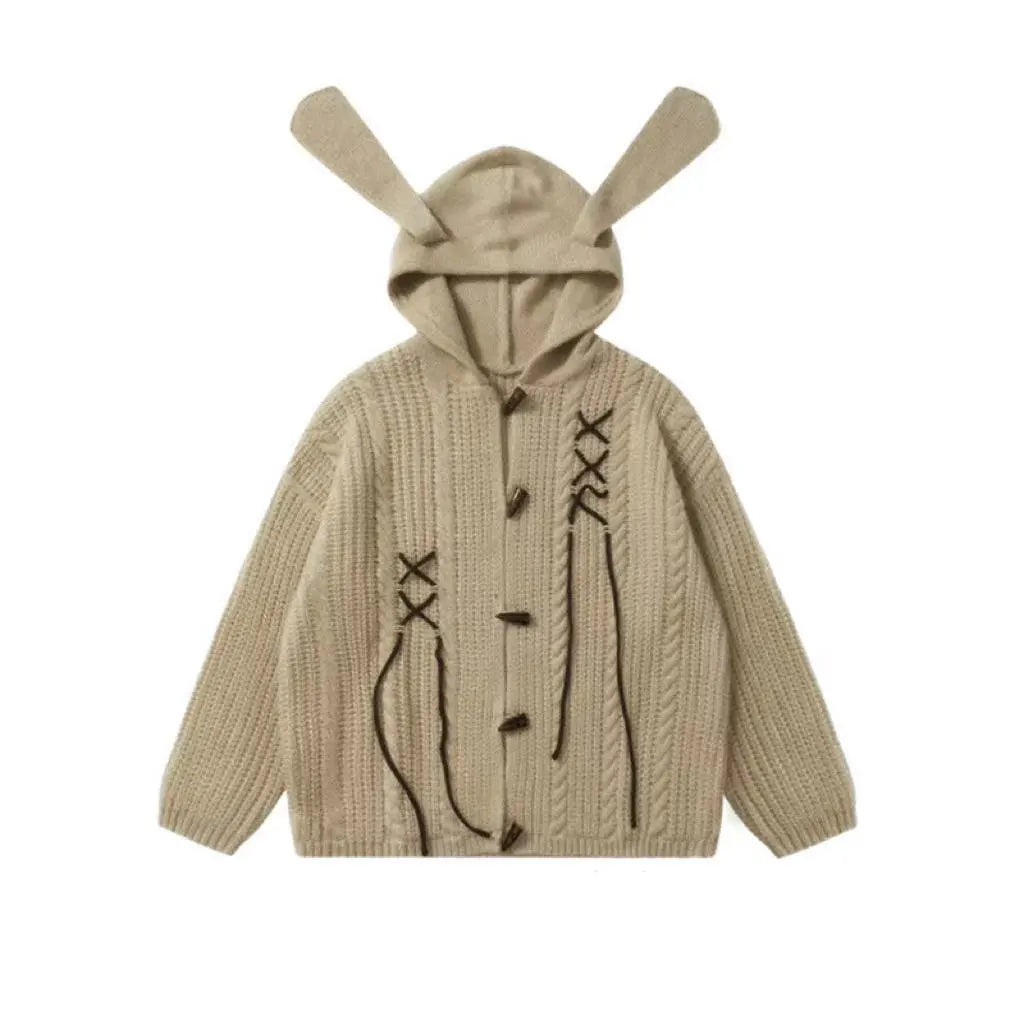 Vintage Toggle Button Relaxed Knit Cardigan   OL2088