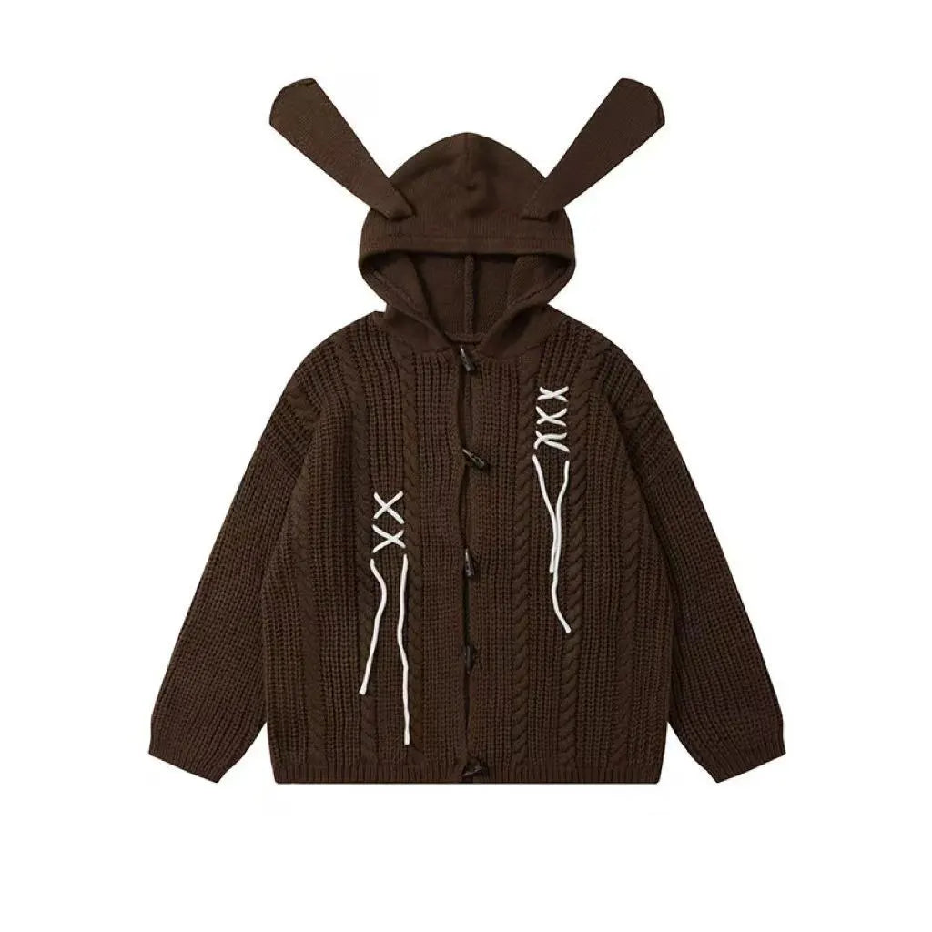 Vintage Toggle Button Relaxed Knit Cardigan   OL2088