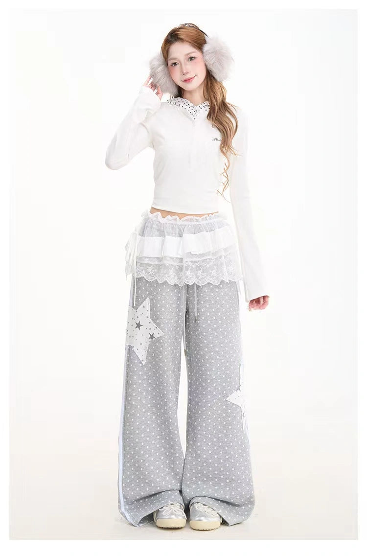 Star Patch Relaxed Straight Sweatpants   oliviroa オリヴィオラ