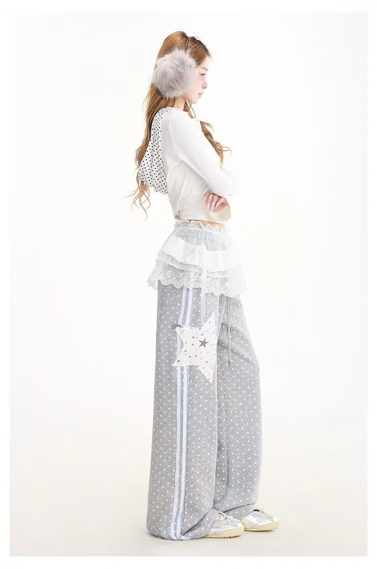 Star Patch Relaxed Straight Sweatpants   OL2089