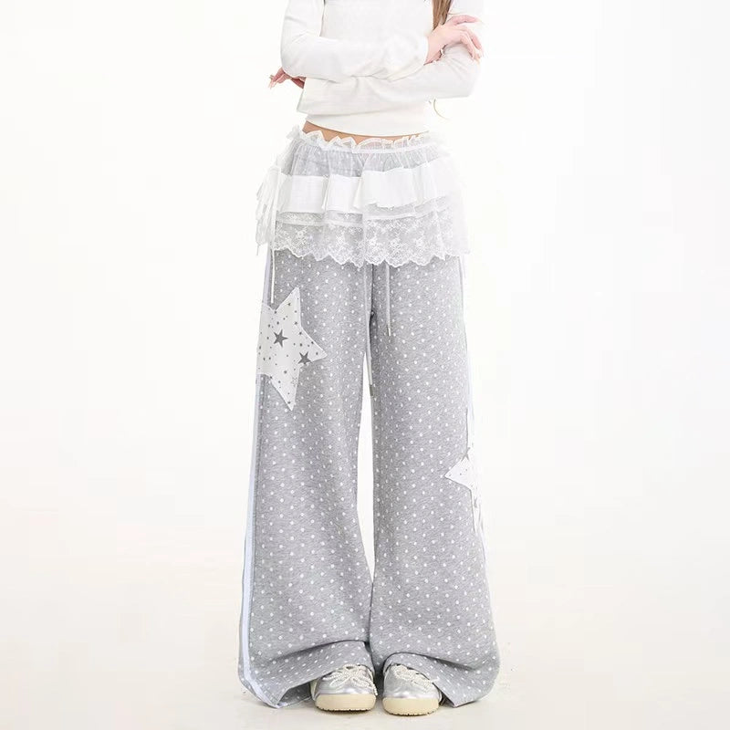 Star Patch Relaxed Straight Sweatpants   oliviroa オリヴィオラ