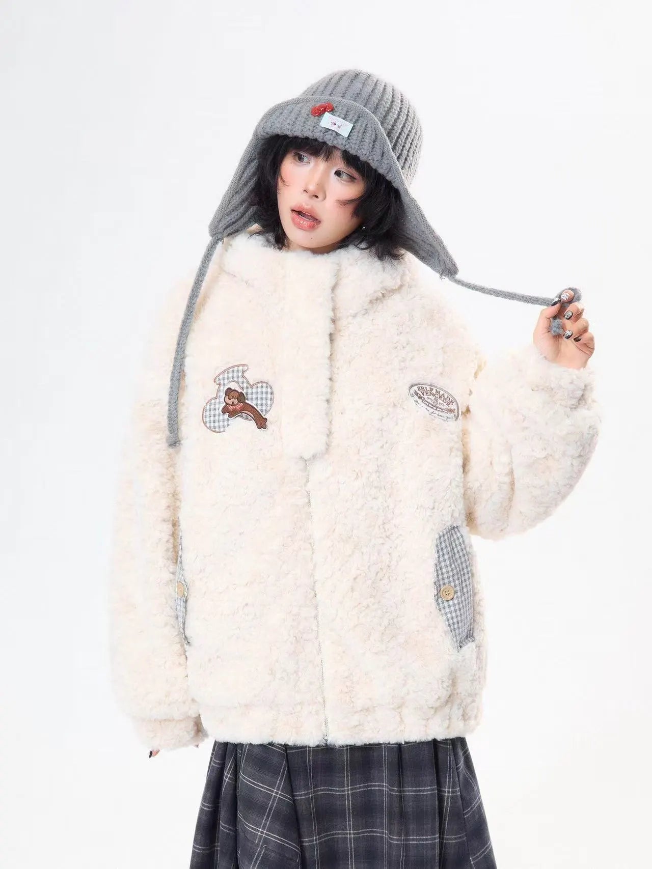 Bunny Ear Sherpa Padded Jacket   OL2093