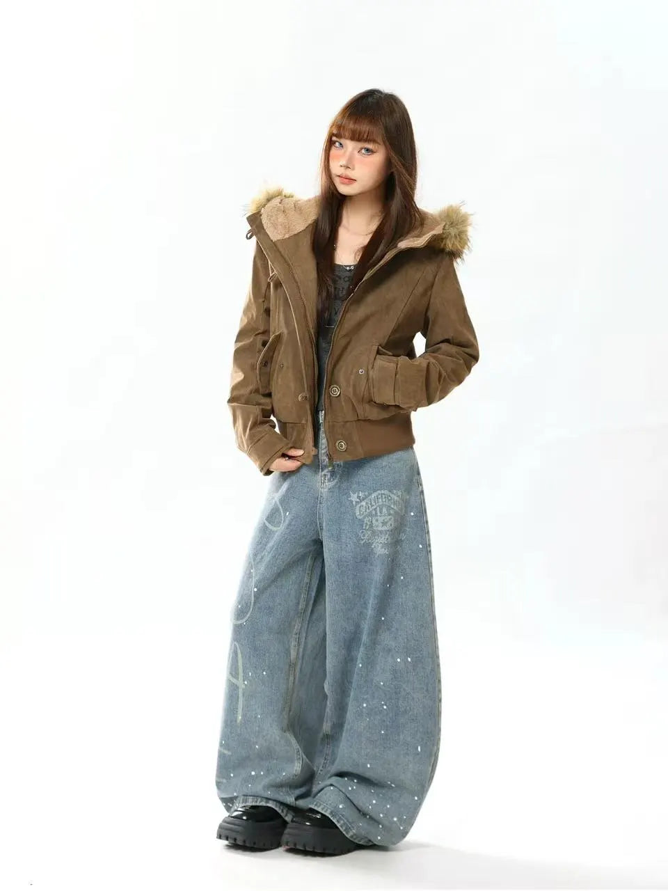 Vintage Faux Fur Collar Work Jacket   OL2094