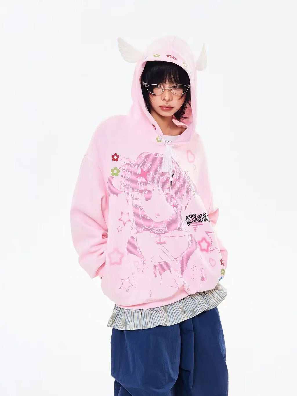 Vintage Cartoon Wing Hoodie   oliviroa オリヴィオラ