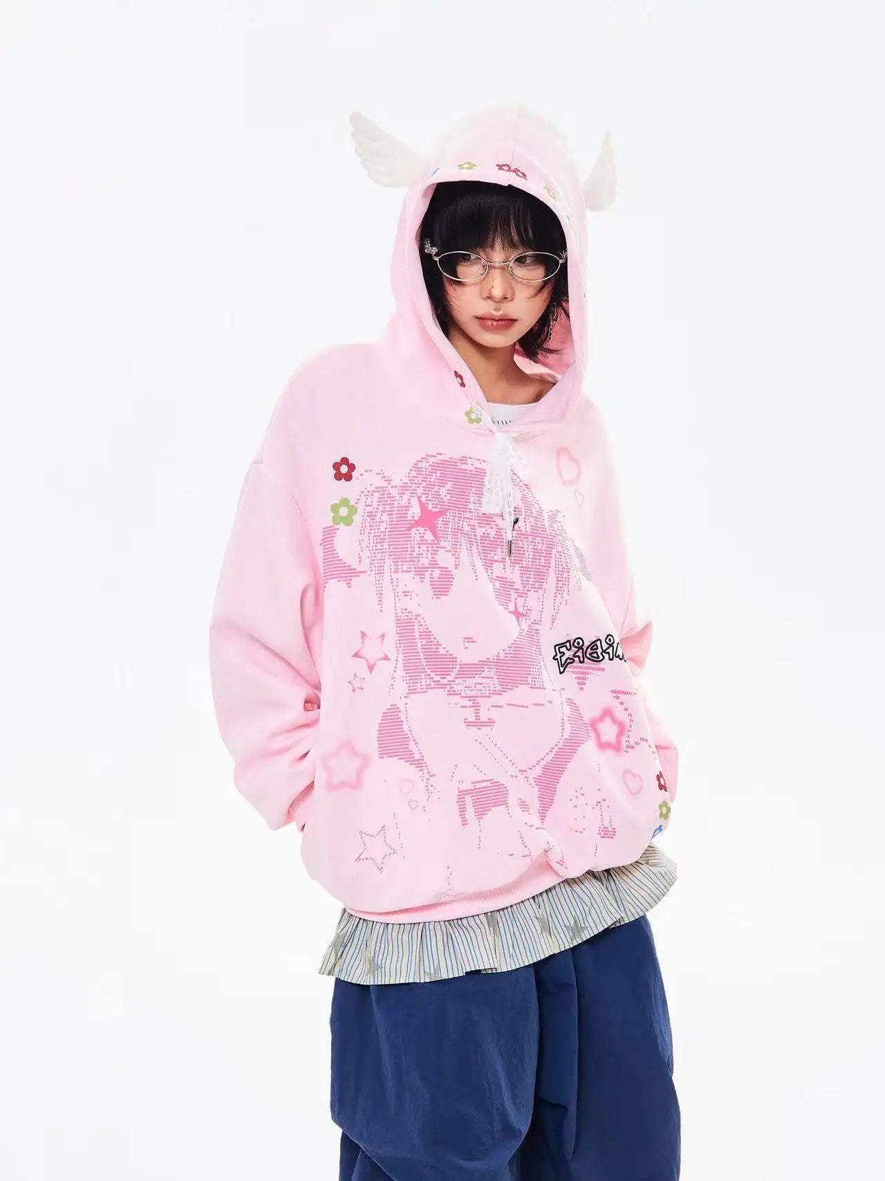 Vintage Cartoon Wing Hoodie   oliviroa オリヴィオラ