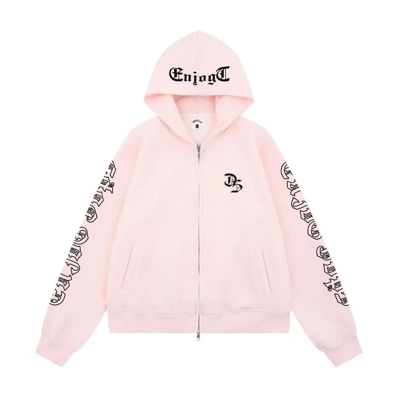 Vintage Letter Print Cropped Zip Hoodie   OL2096