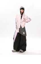 Vintage Letter Print Cropped Zip Hoodie   OL2096