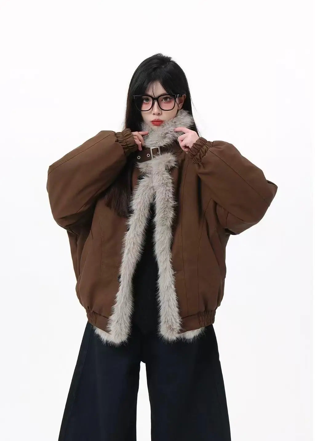 Vintage Faux Fur Collar Padded Jacket   oliviroa オリヴィオラ