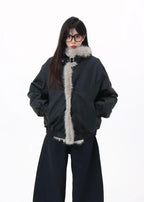 Vintage Faux Fur Collar Padded Jacket   OL2098