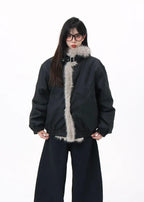Vintage Faux Fur Collar Padded Jacket   OL2098