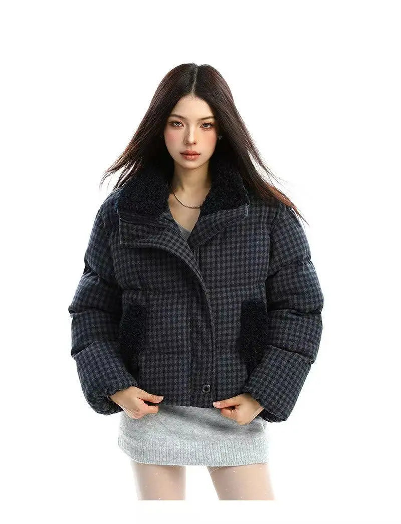 Vintage Cropped Stand Collar Padded Jacket   oliviroa オリヴィオラ